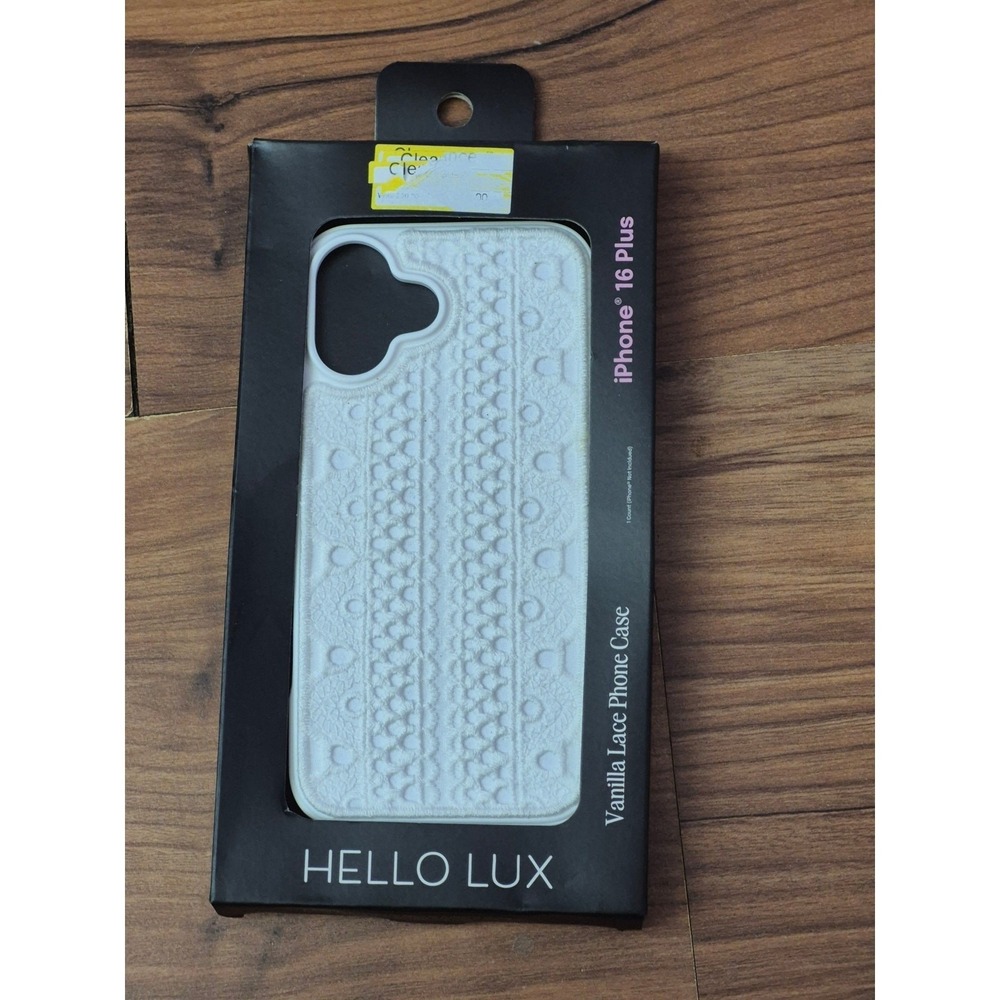 Hello Lux iPhone 16 Plus Case White Vanilla Lace Textured Luxury Cover
